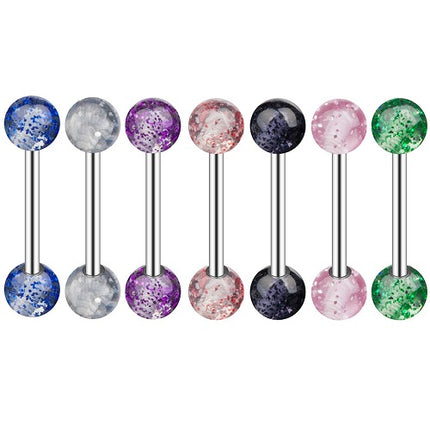 Titan Zungenpiercing Barbell Ultra UV Glitter