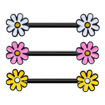 Brustwarzenpiercing Nippelpiercing Intimpiercing Barbell Gänseblümchen Blume