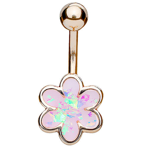 Bauchnabelpiercing Schmuck Stecker Opal Glitter Blume