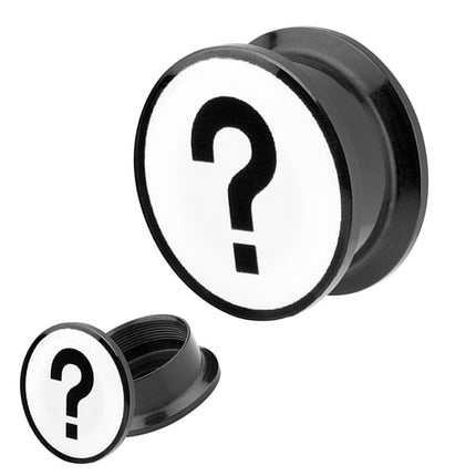 Picture Ohr Tunnel Gewinde Plug  Motiv Fragezeichen