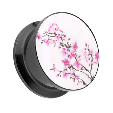 Picture Ohr Tunnel Gewinde Plug  Motiv Kirschblüten