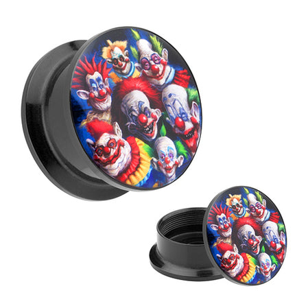 Picture Ohr Tunnel Gewinde Plug  Motiv crazy Clown Party