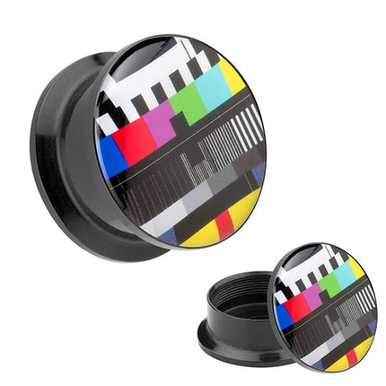 Picture Ohr Tunnel Gewinde Plug  Motiv Fernseher Testbild