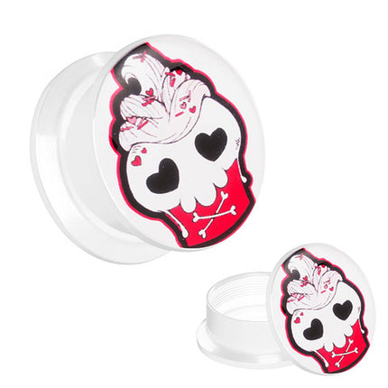 Picture Ohr Tunnel Gewinde Plug  Rockabilly Motiv Totenkopf Cupcake Muffin