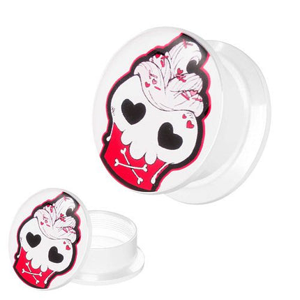 Picture Ohr Tunnel Gewinde Plug  Rockabilly Motiv Totenkopf Cupcake Muffin