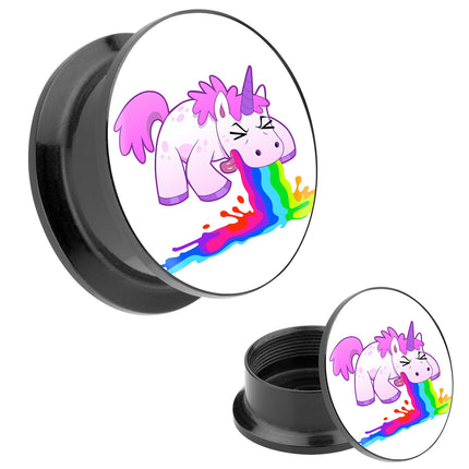 Picture Ohr Tunnel Gewinde Plug  Motiv kotzendes Einhorn