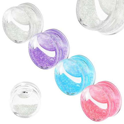 Liquid Glitter Kunststoff Flesh Plug Double Flared