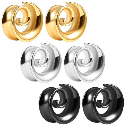 Ohr Flesh Tunnel Saddle Plug Spirale Edelstahl Expander Ohrpiercing