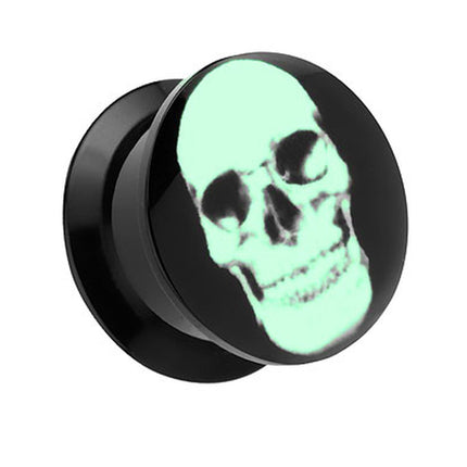 Flesh Tunnel Logo Plug Glow in the Dark Totenkopf