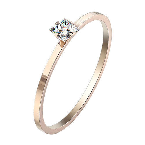 Damen Ring Verlobungsring Solitärring aufgesetzter Kristall Rosegold vergoldet