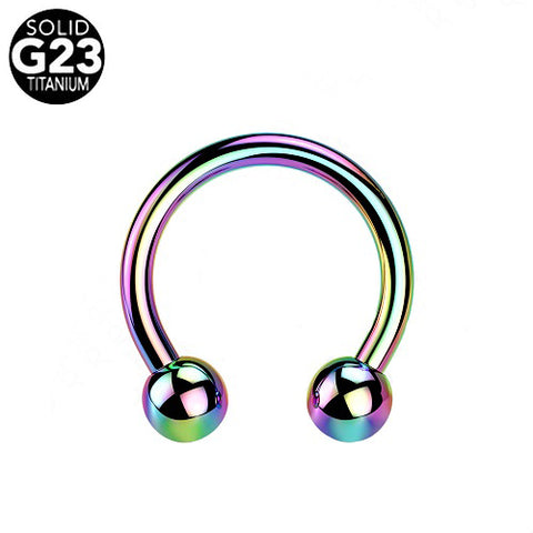Titan G23 Lippenpiercing Hufeisen Universal Piercing Rainbow