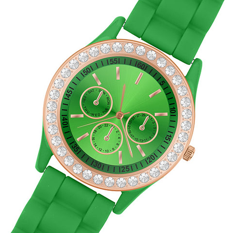 Damen Uhr Designer Silikon Arrmbanduhr mit Kristallen