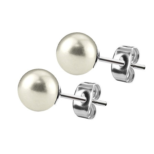 Perlen Ohrringe 1 Paar Edelstahl Kugel Ohrstecker