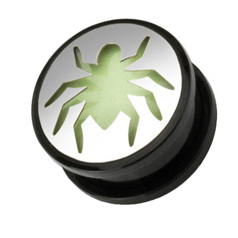 Flesh Ohr Motiv Plug Spinne Spider Glow in the Dark