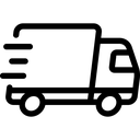 Symbol eines Lieferwagens mit Bewegungslinien.
