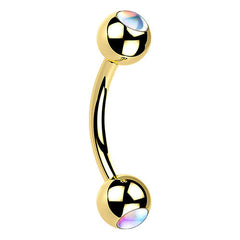 Das ist ein Bridge Piercing Gold mit Kristall