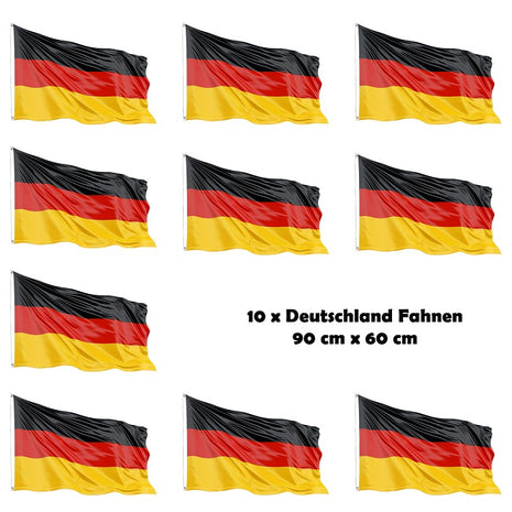 10 x Deutschland Flagge Deutsche Fahne 60cm x 90cm Fussball Public Viewing