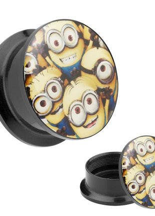 Picture Ohr Tunnel Gewinde Plug  Motiv Minions Comic