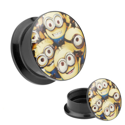 Picture Ohr Tunnel Gewinde Plug  Motiv Minions Comic
