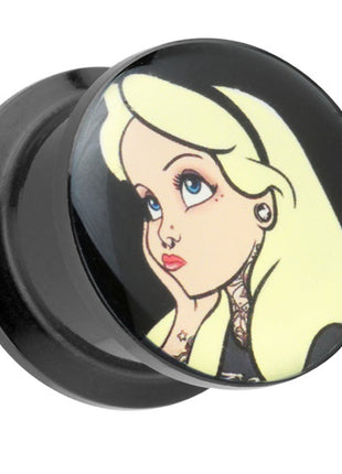 Picture Ohr Tunnel Gewinde Plug  Motiv blonde Tattoo Piercing Cinderella