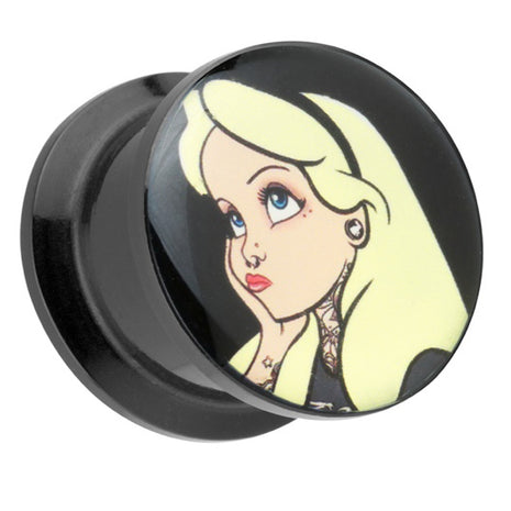 Picture Ohr Tunnel Gewinde Plug  Motiv blonde Tattoo Piercing Cinderella