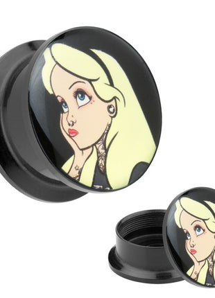 Picture Ohr Tunnel Gewinde Plug  Motiv blonde Tattoo Piercing Cinderella