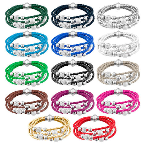 Damen Schmuck Armband geflochten Shamballa und Perlen Kugeln