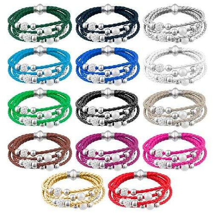 Damen Schmuck Armband geflochten Shamballa und Perlen Kugeln