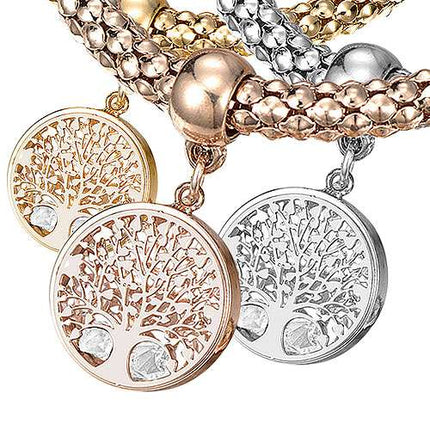 Damen Armband Schmuck Set Baum des Lebens Kristall Stretch Lebensbaum