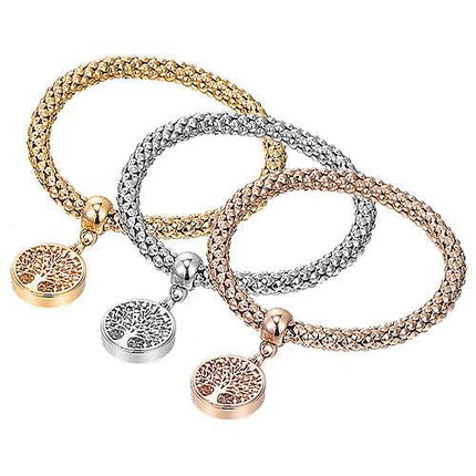 Damen Armband Schmuck Set Baum des Lebens Kristall Stretch Lebensbaum