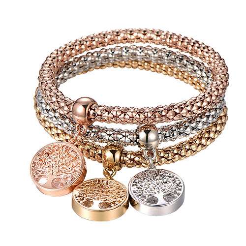 Damen Armband Schmuck Set Baum des Lebens Kristall Stretch Lebensbaum