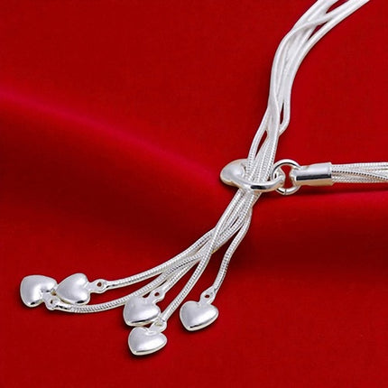 Damen Armband 925 Sterling Silber filigran mit 5 Herzen