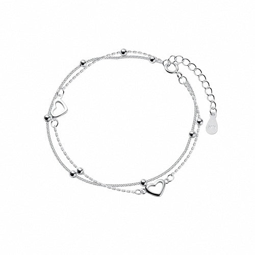 925 Sterling Silber Damen Armband mit Herzen & Kugeln verstellbar