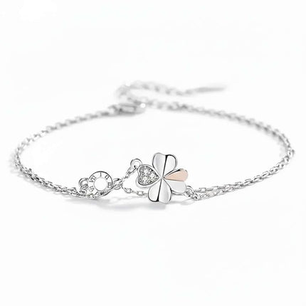 Glücksarmband Kleeblatt 925 Sterling Silber filigran Damen Schmuck