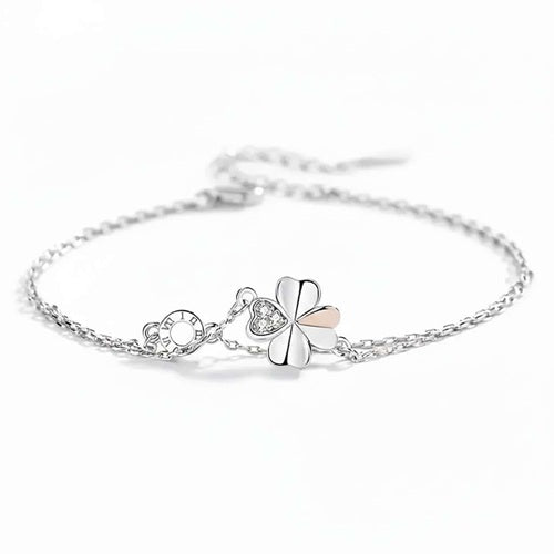 Glücksarmband Kleeblatt 925 Sterling Silber filigran Damen Schmuck