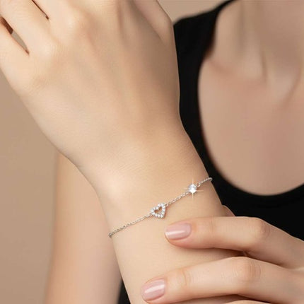 Filigranes Armband Herzmotiv aus 925 Sterling Silber für Damen