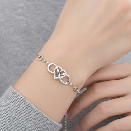 Unendlichkeit Infinity Herz Armband aus 925 Sterling Silber mit Kristallen