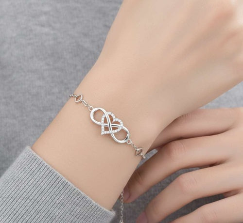 Unendlichkeit Infinity Herz Armband aus 925 Sterling Silber mit Kristallen