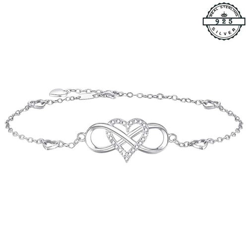 Unendlichkeit Infinity Herz Armband aus 925 Sterling Silber mit Kristallen