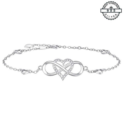 Unendlichkeit Infinity Herz Armband aus 925 Sterling Silber mit Kristallen