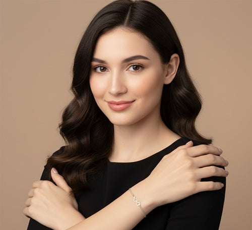 Filigranes Armband Infinity Zeichen und Herz aus 925 Sterling Silber