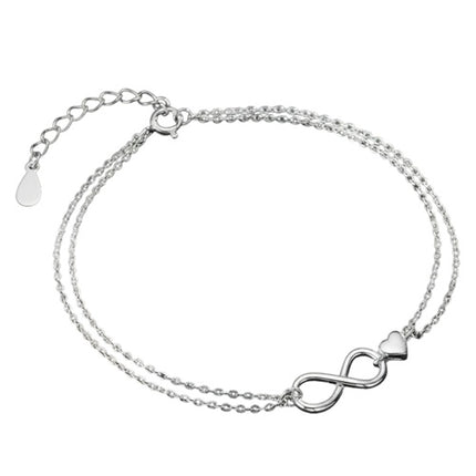 Filigranes Armband Infinity Zeichen und Herz aus 925 Sterling Silber