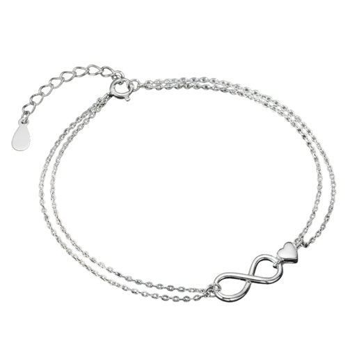 Filigranes Armband Infinity Zeichen und Herz aus 925 Sterling Silber