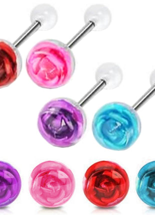 Tongue Piercing Barbell Stainless Steel Bar with Spikes 