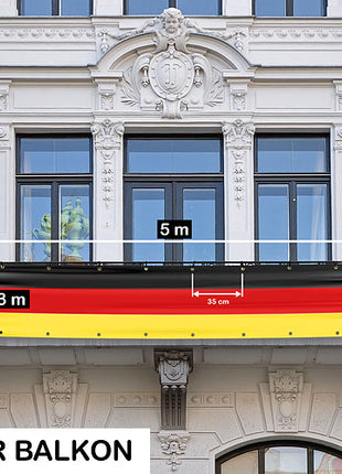 🇩🇪 Deutschland XXXL Balkonflagge Umrandung 500cm x 83cm Fahne Fussball Sichtschutz