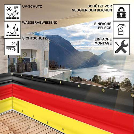 🇩🇪 Deutschland XXXL Balkonflagge Umrandung 500cm x 83cm Fahne Fussball Sichtschutz