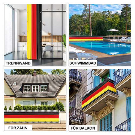 🇩🇪 Deutschland XXXL Balkonflagge Umrandung 500cm x 83cm Fahne Fussball Sichtschutz
