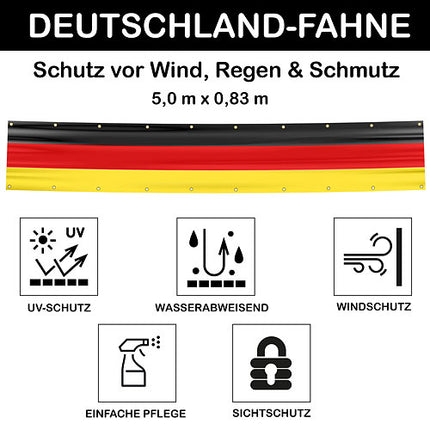 🇩🇪 Deutschland XXXL Balkonflagge Umrandung 500cm x 83cm Fahne Fussball Sichtschutz