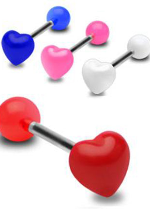 Tongue Piercing Barbell Plastic UV Heart 