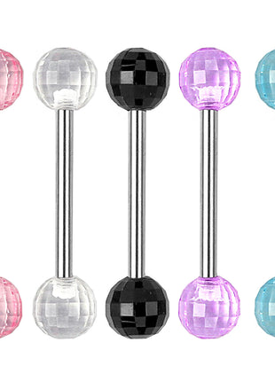 tongue piercing barbell disco ball style